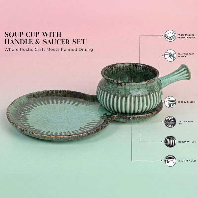 Dineva Ceramic Serving Platter (Green) - Two Piece Set media 5