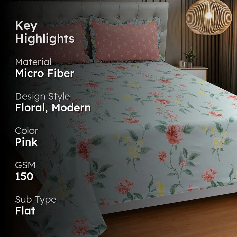 Pansy Field Frill Micro Fiber Bedsheet - 150 GSM media 2