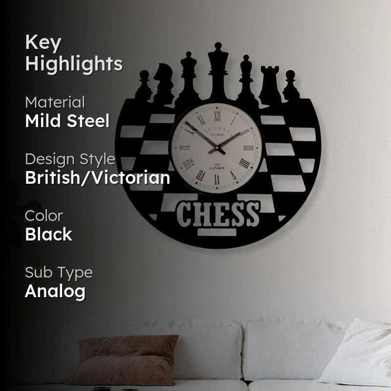 Checkmate Steel Analog Wall Clock - Black media 2