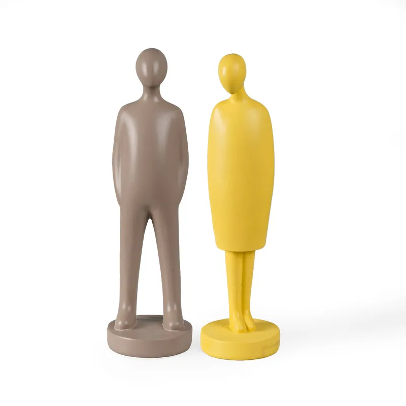 In Harmony Painted Resin Showpiece (Yellow & Brown) - Set Of Two media 5