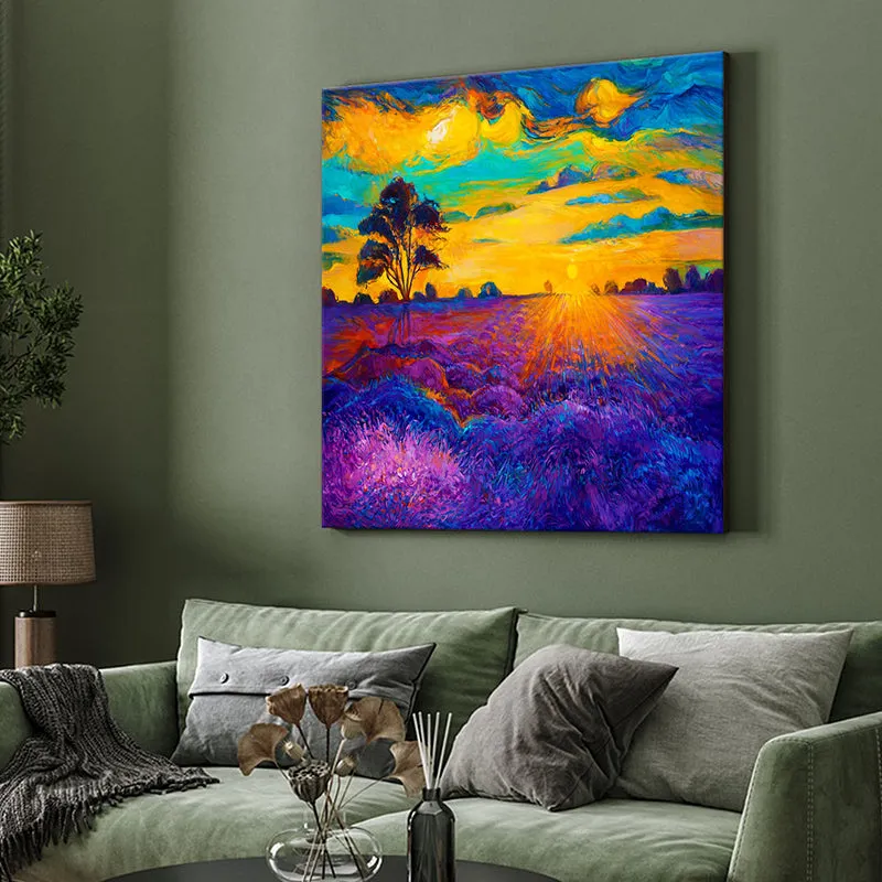 Lavender Field At Dusk Wall Painting media 4