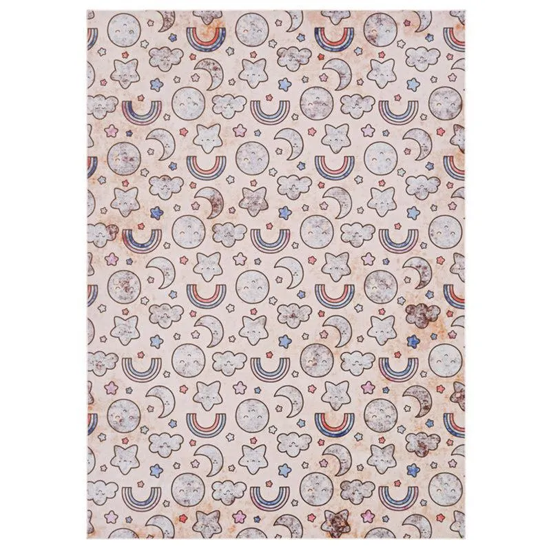 Lunar Light Lane Kids Polyester Anti-Skid Carpet - Pink & Ivory media 1