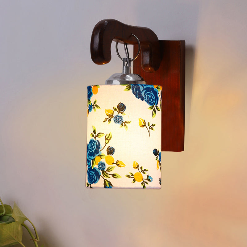 Klarion Printed Wooden Wall Lamp - Blue