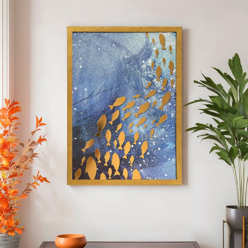 Golden Fish Wall Art With Frame