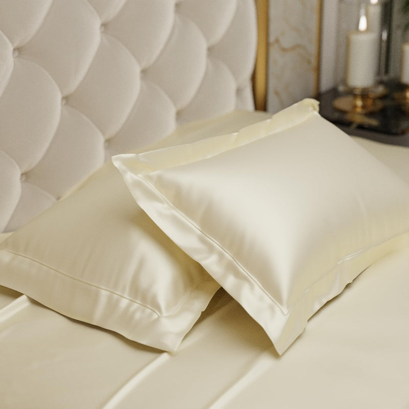 Silkara Satin Pillow Cover (Ivory) - Set of Two