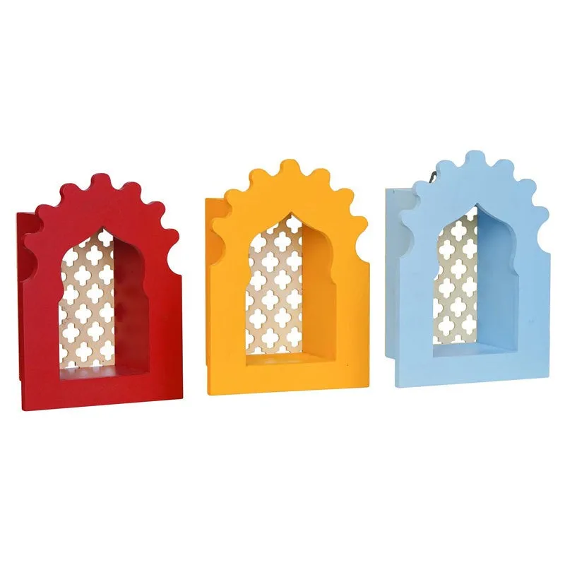 Vidma Wooden Wall Mounted Mandir - Set of Three media 4