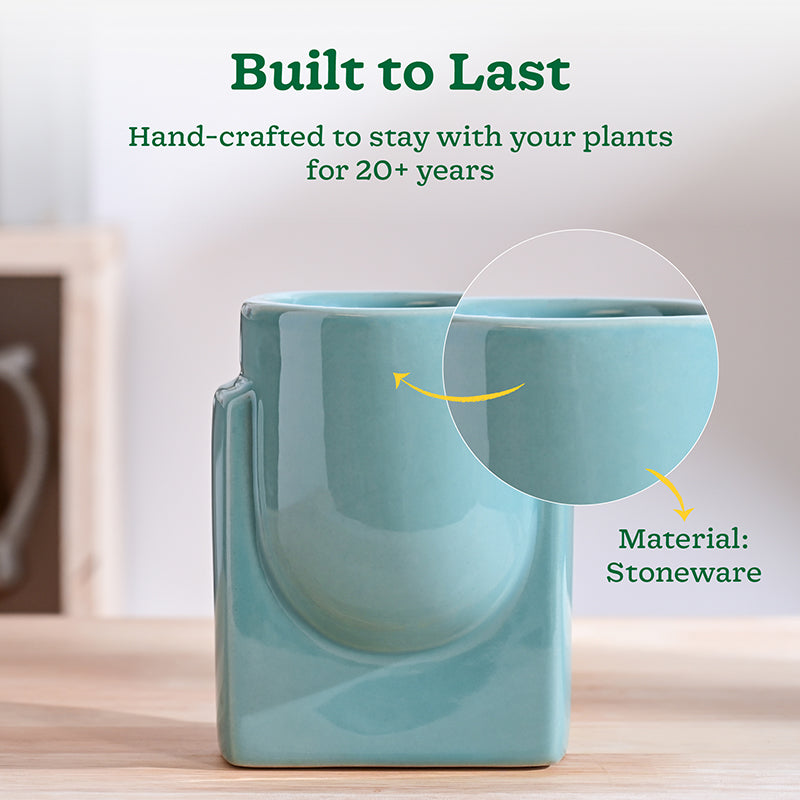 Ugaoo Minimalica Ceramic Planter - Aqua Green media 3