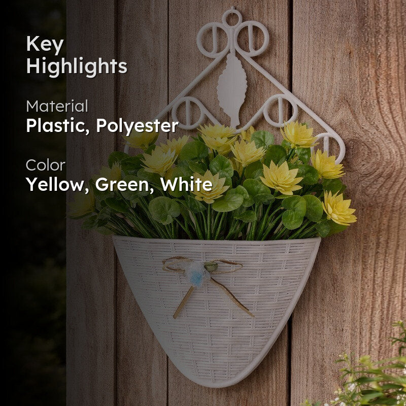 Chromixa Artificial Flower With Wall Pot(Yellow) - Set Of Two media 2