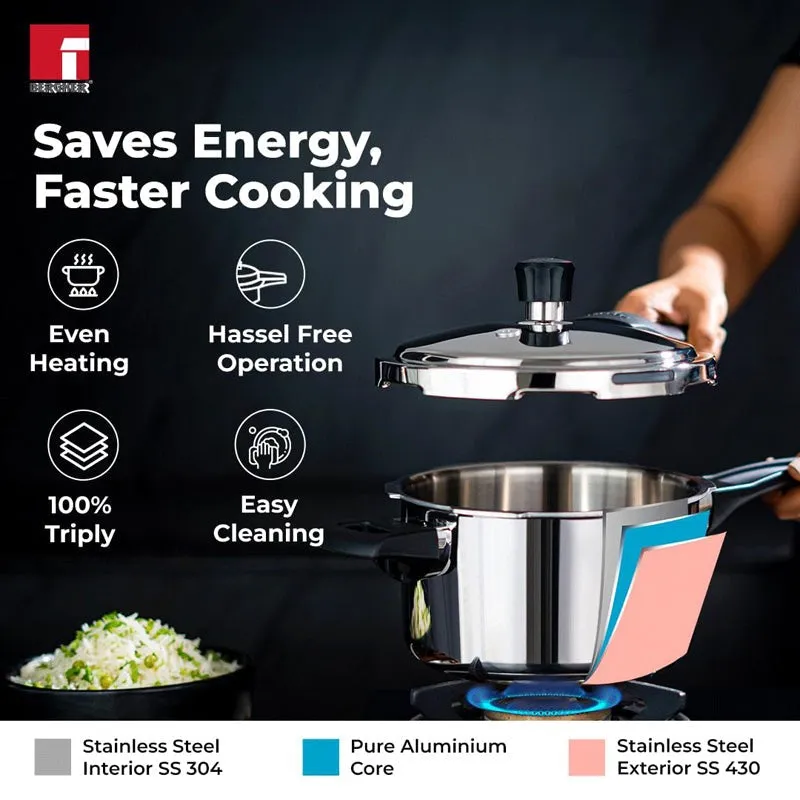 Bergner Trimax Triply Pressure Cooker With Outer Lid - 6500 mL media 5
