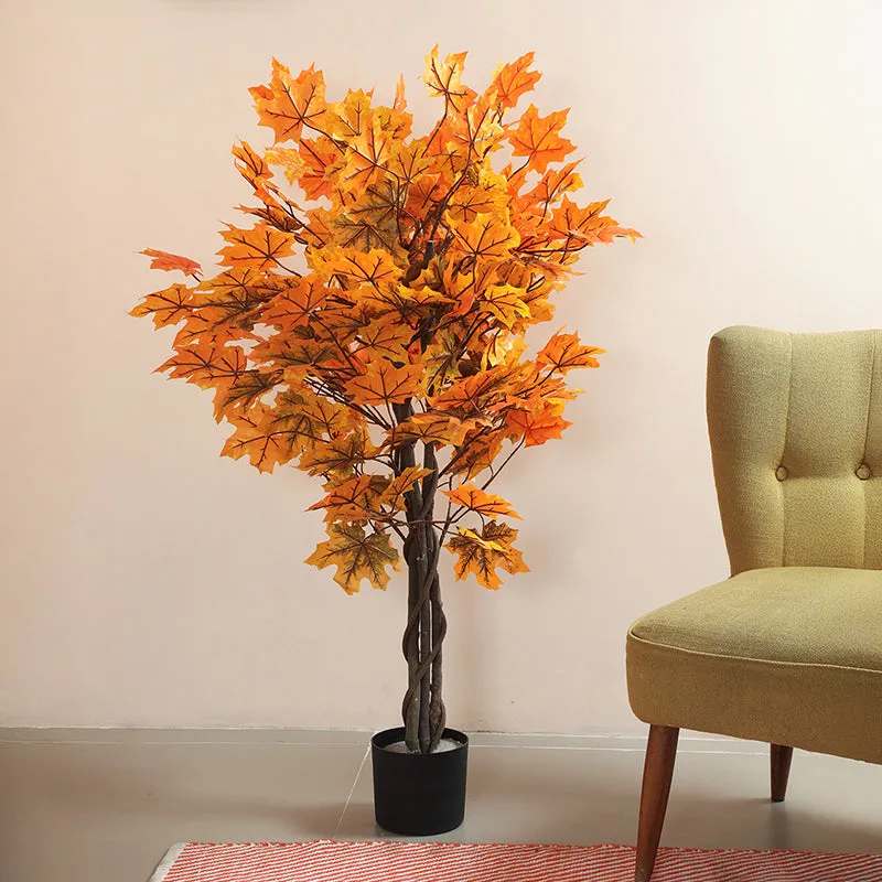 Canopy Artificial Maple Tree With Black Plastic Pot - 4 Feet media 3