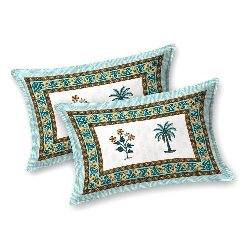 Palm Fields Printed Cotton Bedsheet (Green) - 140 TC media 6