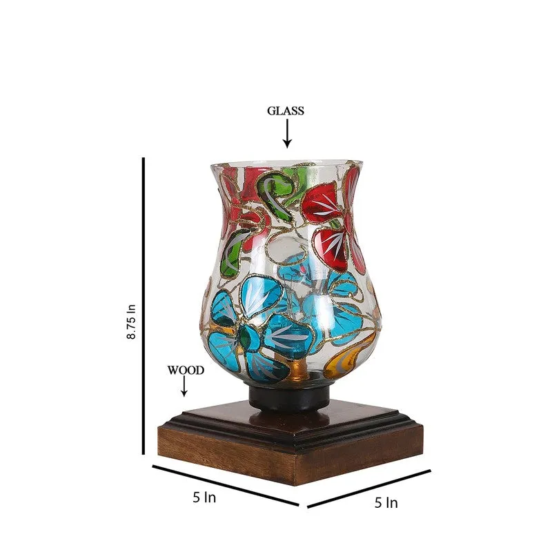 Glowelle Mosaic Glass Table Lamp With Wooden Base - Multicolor media 9
