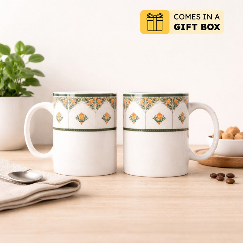 Linea 24k Gold Brushed Porcelain Coffee Mug (350 mL Each) - Set Of Six