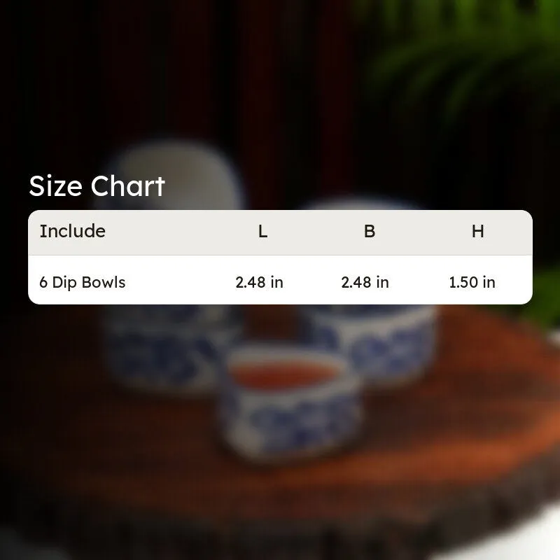 Dippure Ceramic Dip Bowls (Blue,White ,40 mL Each) - Set Of Six media 9