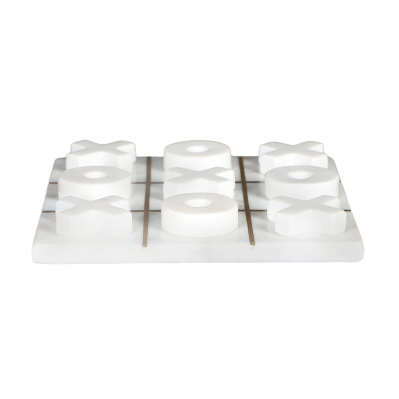 Equis Marble & Brass Tic Tac Toe Game - White media 3
