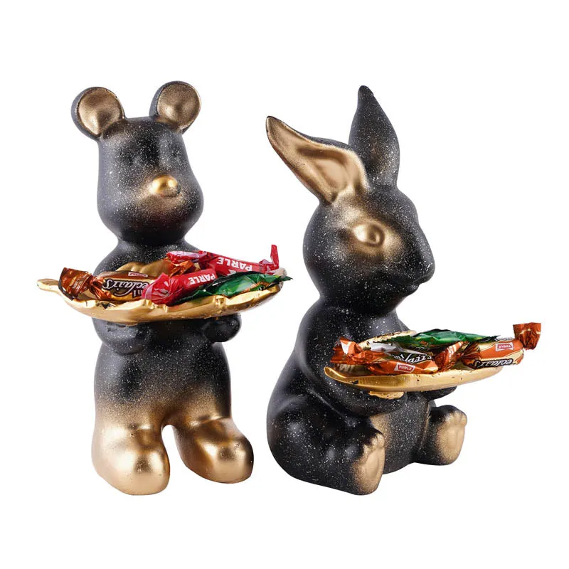 Hop & Squeak Painted Poly Resin Show Piece (Black) - Set Of Two media 3