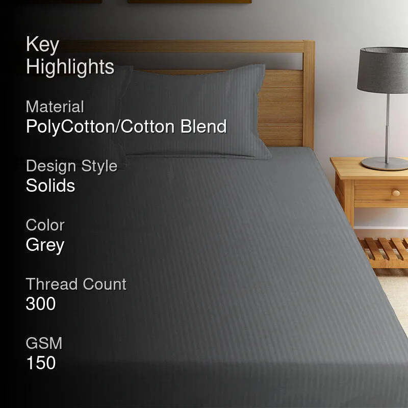 Onyx Stripes PolyCotton Bedsheet (Grey) - 150 GSM media 2