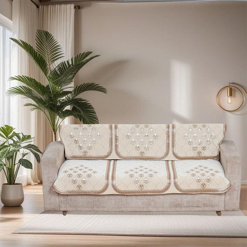 Nidha Cotton Sofa Cover (Off White) media 3