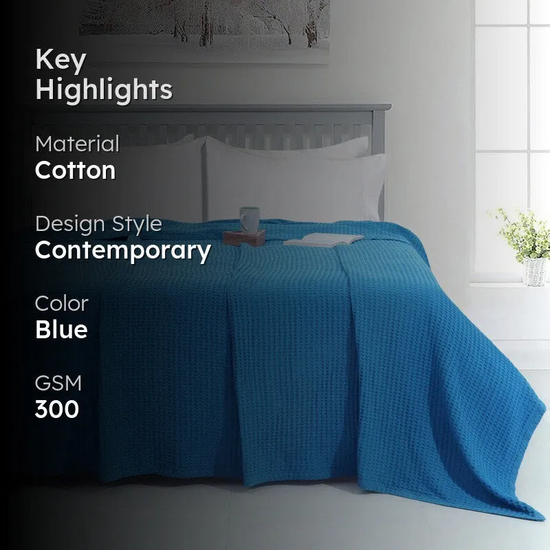 Axitra Wafel Weave Cotton Blanket - Blue media 2