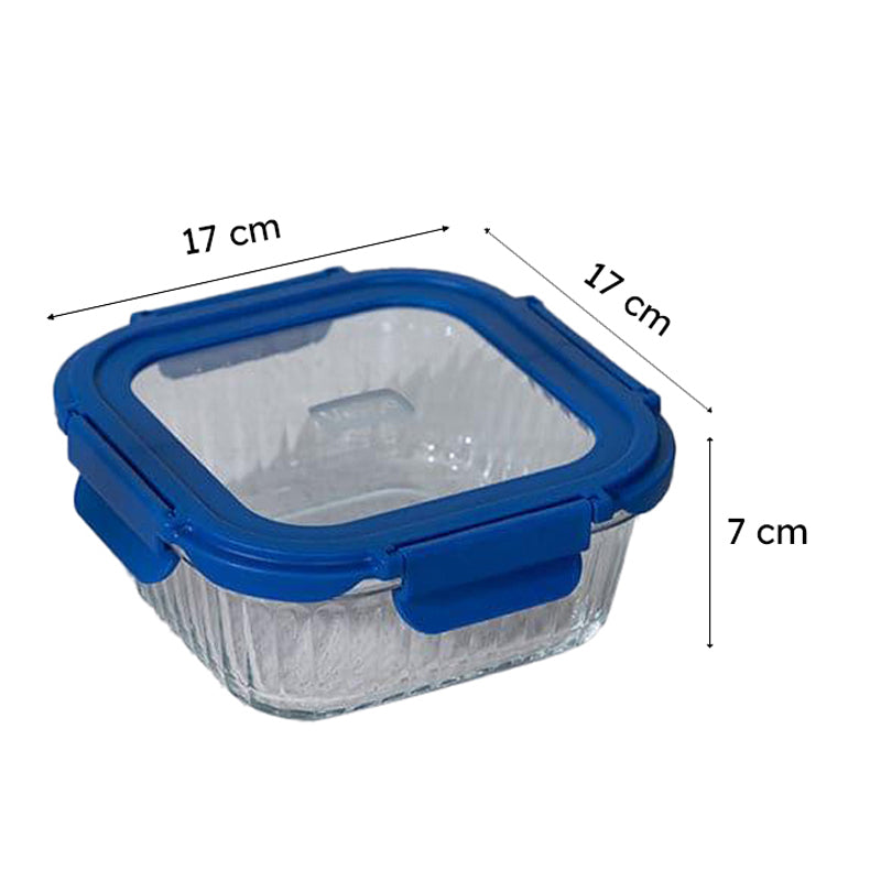 Blue Triva Glass Lunch Box (800 ML) - Set Of Four media 7