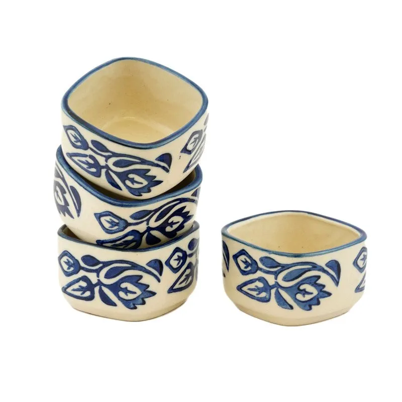 Savorelle Ceramic Dip Bowls (Blue,White ,40 mL Each) - Set Of Four media 3