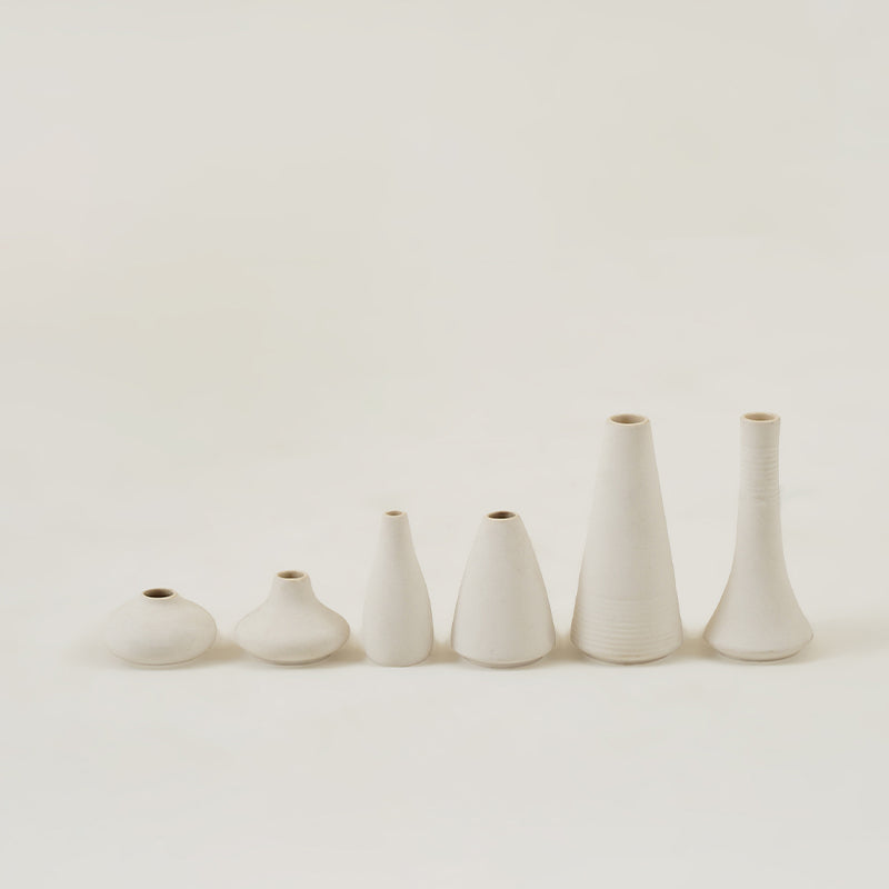 Elegant White Ceramic Tapered Vase - Set of Six media 4