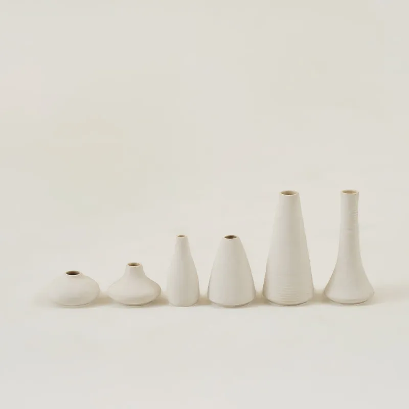 Elegant White Ceramic Tapered Vase - Set of Six media 4