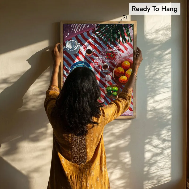 Sunny Table Canvas Wall Painting - Brown Frame media 8