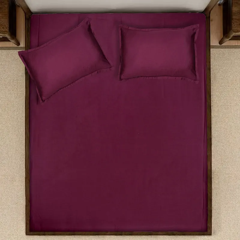 Saral Home Subtle Solid Cotton Bedsheet (Maroon) - 300 TC media 4