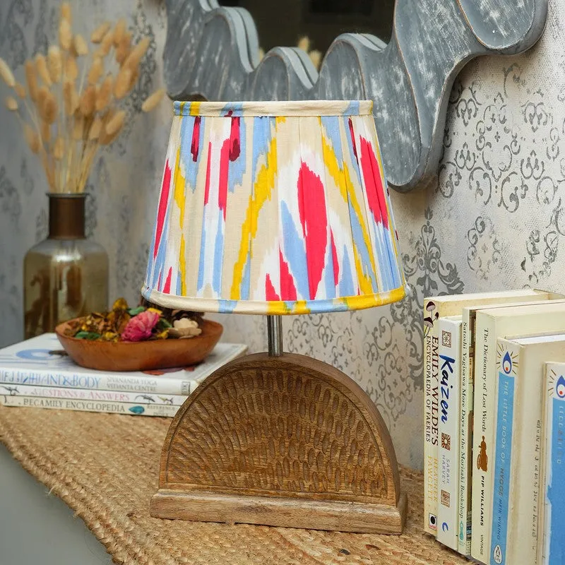 Colorcrest Wooden Base Cotton Table Lamp - Multicolor media 3