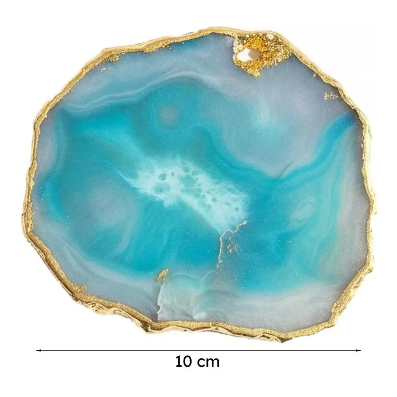 Candra Handcrafted Brazilian Agate Coaster (Turquoise) - Set Of Two media 5