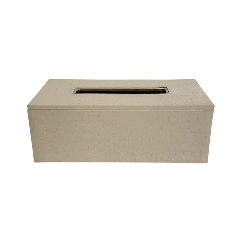 Elvan Faux Leather Tissue Holder - Cream media 3