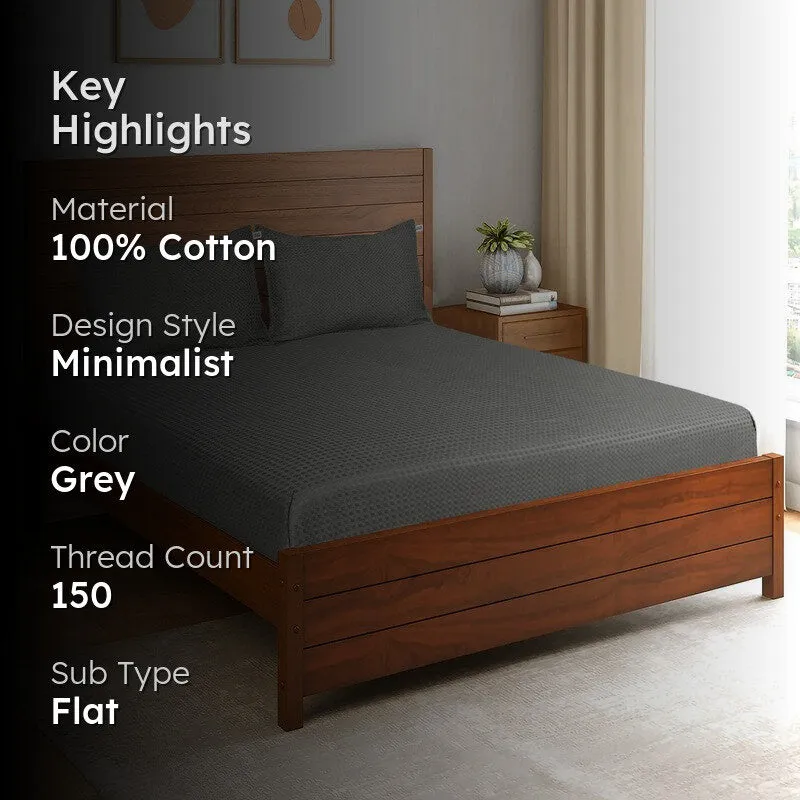 PlainLux Cotton Bedsheet (Grey) - 150 TC media 2