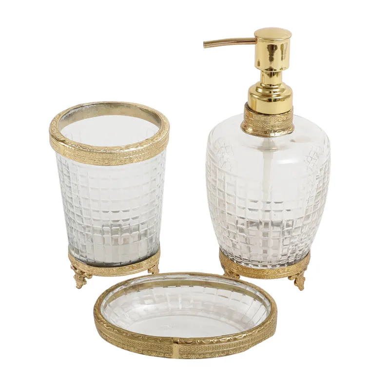 Luma Crystal Cut Bathroom Set - Gold media 3