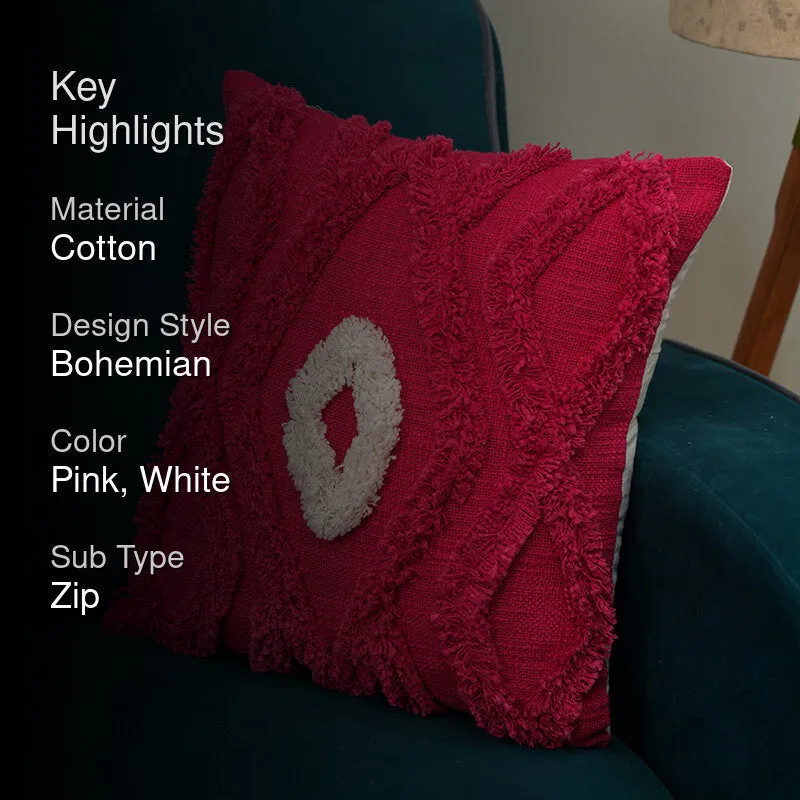 Brush Stitch Tufted Cushion Cover - Red media 2
