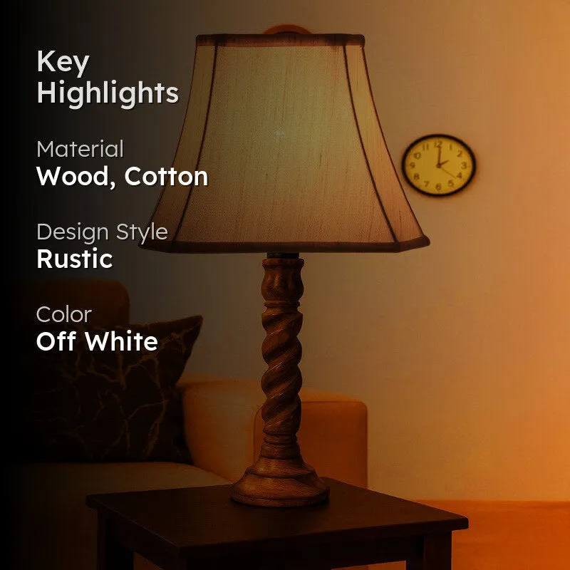 Elvane Rivo Wooden Table Lamp - OffWhite media 2