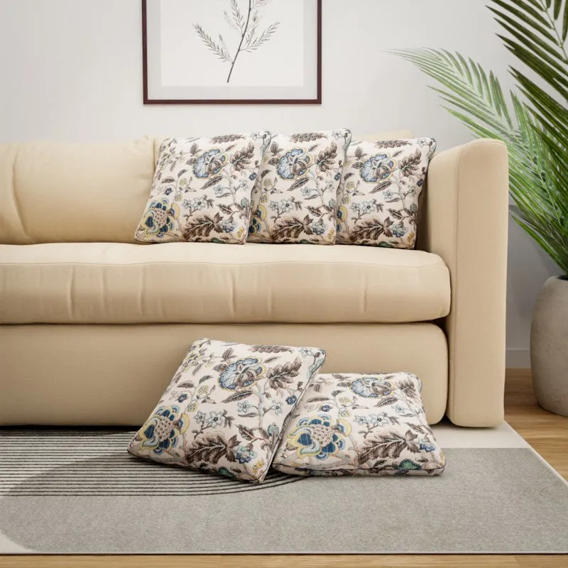 Wild Petal Cotton Cushion Covers - Set Of Five media 1