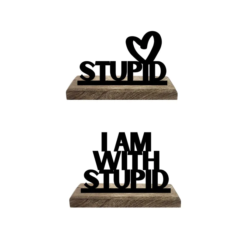 I'm with Stupid Typography Showpiece - Set Of Two media 4