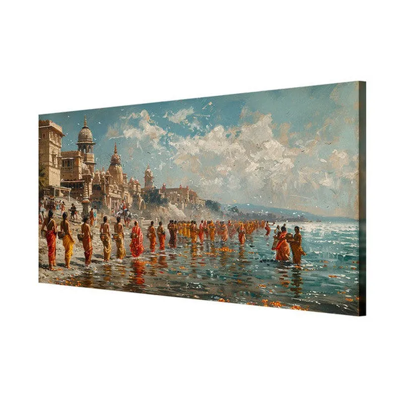 Indian Riverfront Poly Canvas Wall Painting media 5