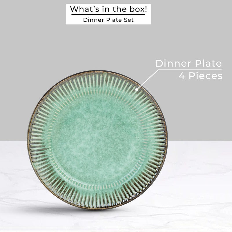 Mintora Green Ceramic Dinner Plate - Set Of Four media 5