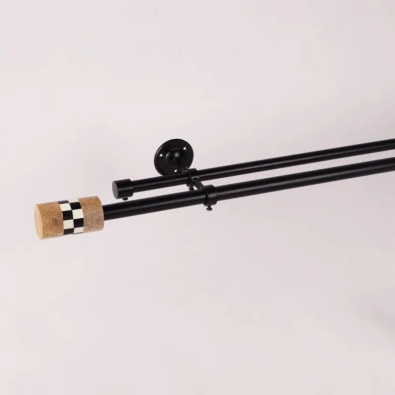 Checkmate Duo Extendable 1" Double Curtain Rod With Round Finial & Brackets media 3