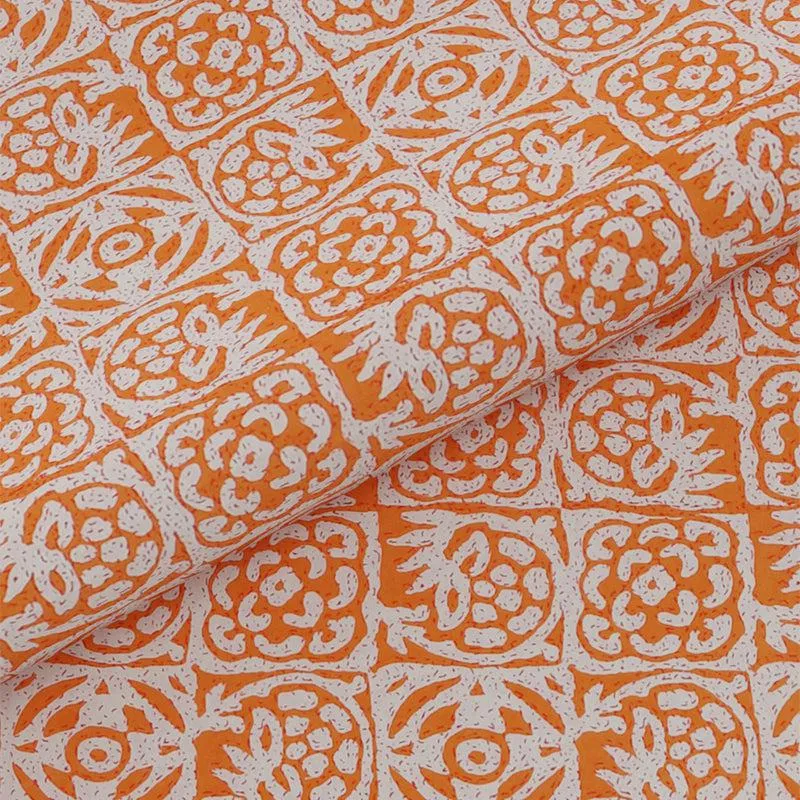 Gulshan Printed Cotton Bedsheet (Orange) - 240 TC media 4