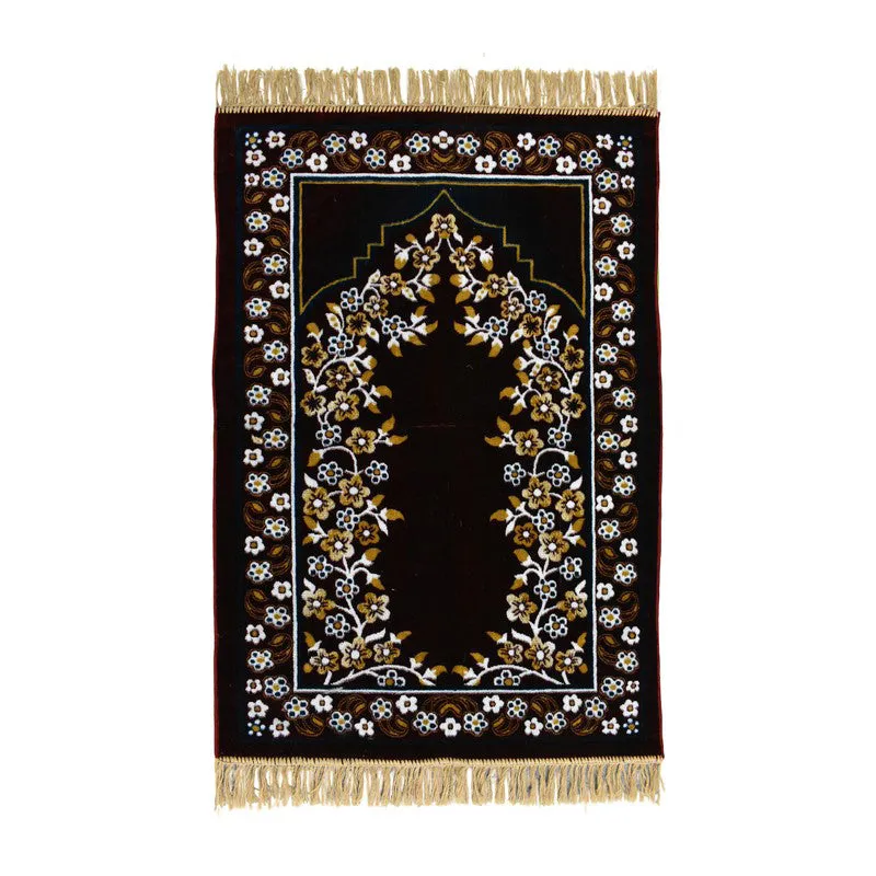 Noorzen Velvet Prayer Mat - Black,Maroon media 3
