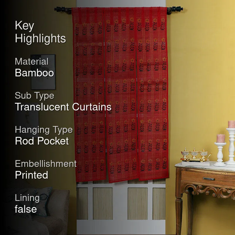Forest Flow Three Panel Bamboo Curtain - Pink media 2
