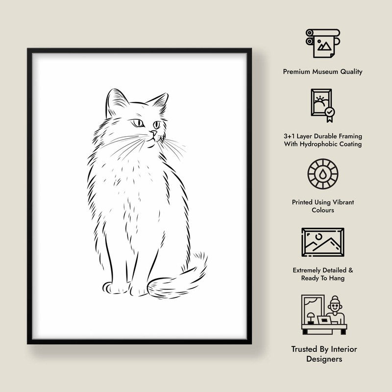 Cat Sketch Archival Canvas Wall Art - Black Frame media 8
