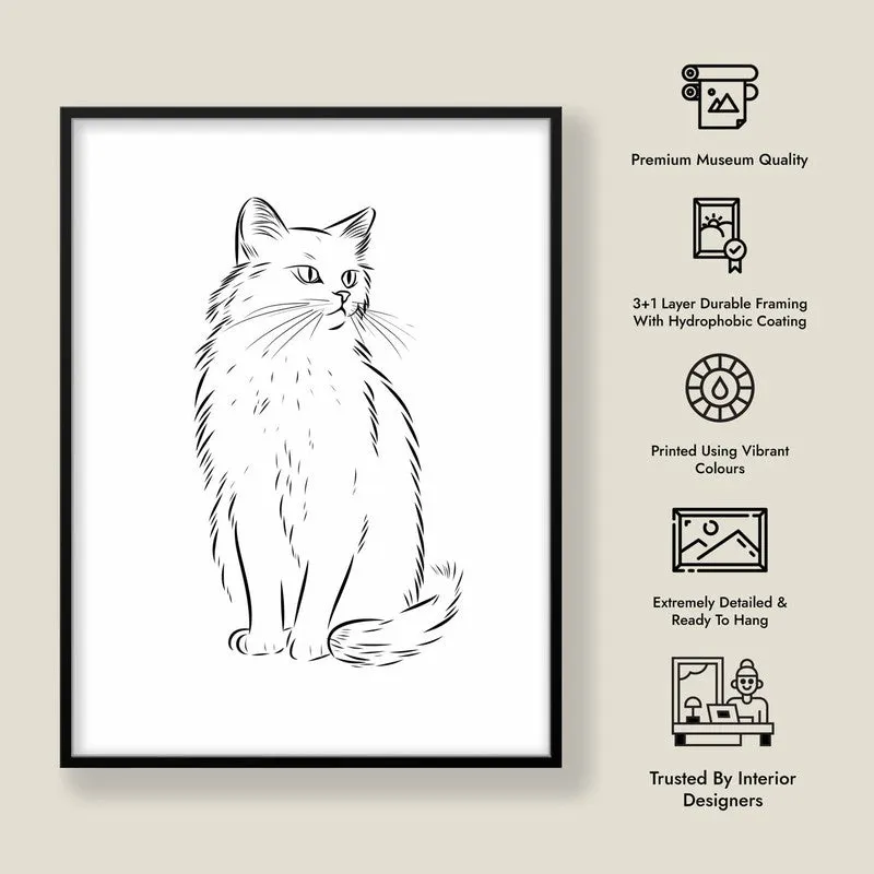 Cat Sketch Archival Canvas Wall Art - Black Frame media 8