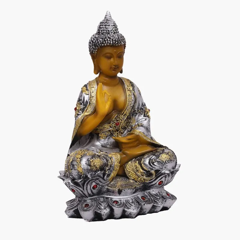 Solace Buddha Polyresin Idol (12 inches) - Silver media 3