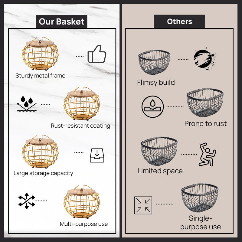 Pot Luck Basket With Lid - Gold media 6