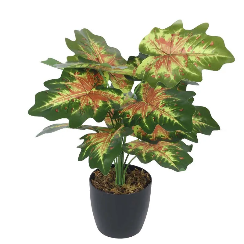 Faux Lush Pink & Green Monstera Plant With Black Plastic Pot - 1.8 Feet media 3