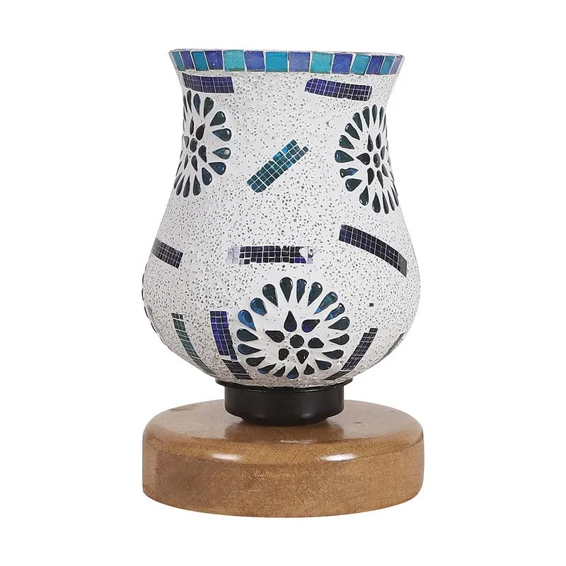 Feluxe Mosaic Glass Table Lamp With Wooden Base - Multicolor media 5